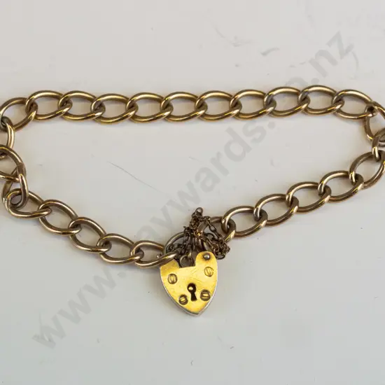 bracelet with heart clasp & safety chain stamped sterling silver