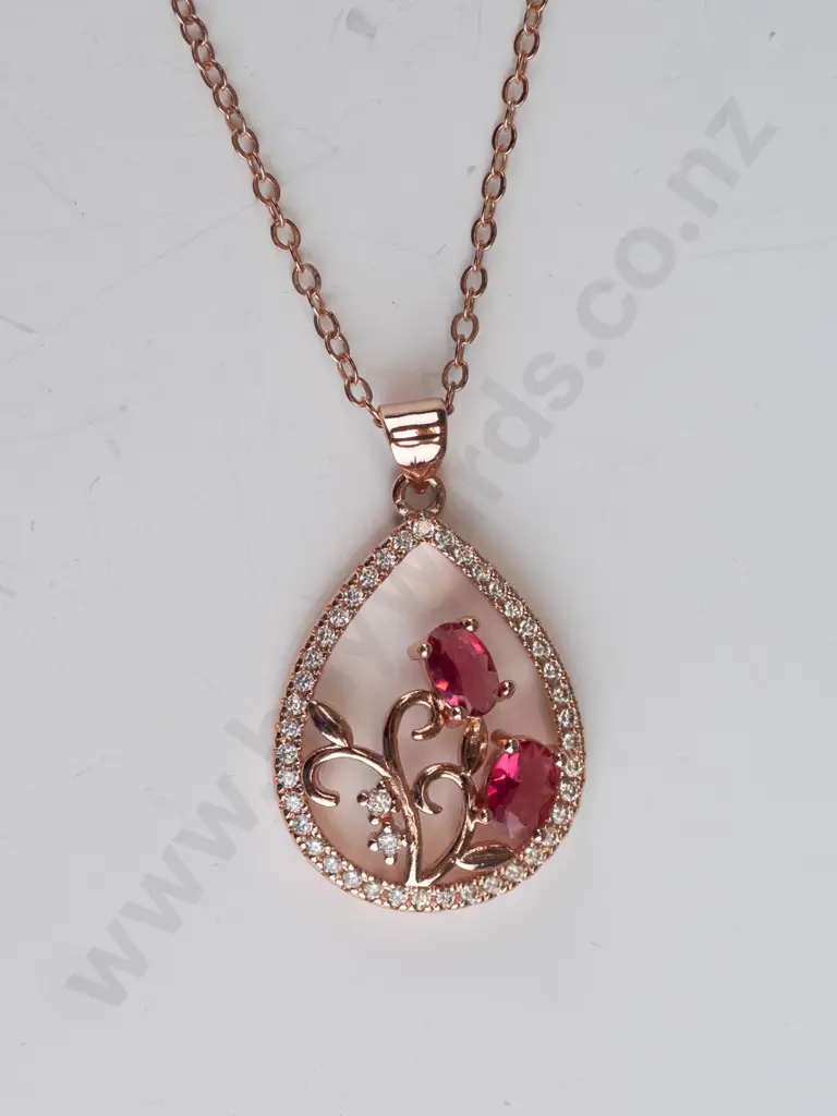 garnet cz pendant stamped 925 Image 1++