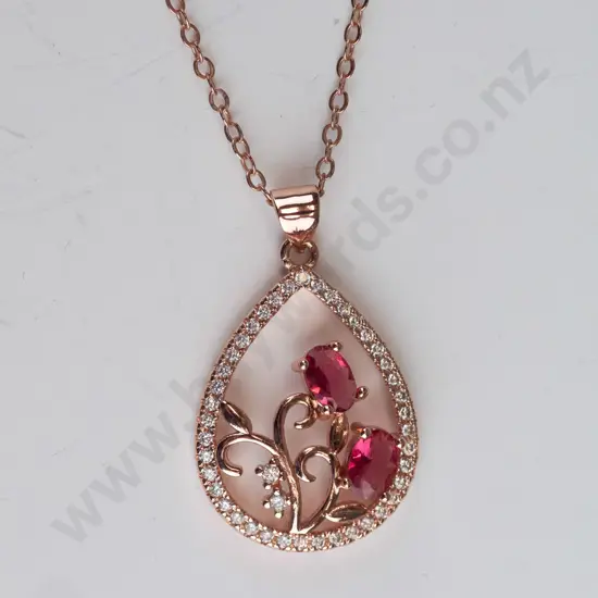 garnet cz pendant stamped 925