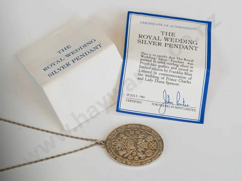royal wedding silver pendant 'Prince Charles & Lady Diana' stamped sterling Image 1++