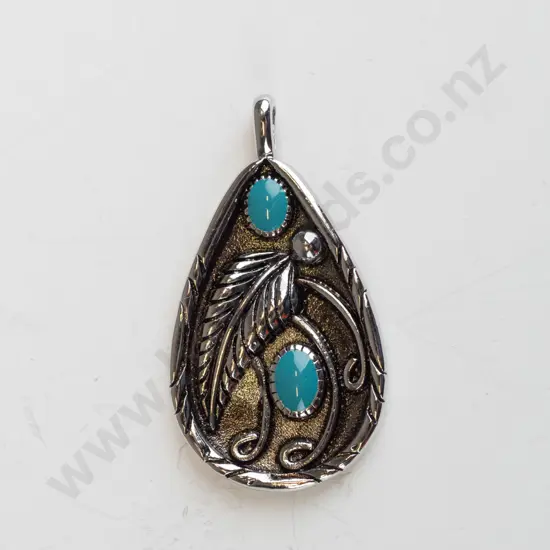 silver turquoise pendant stamped S925  no chain