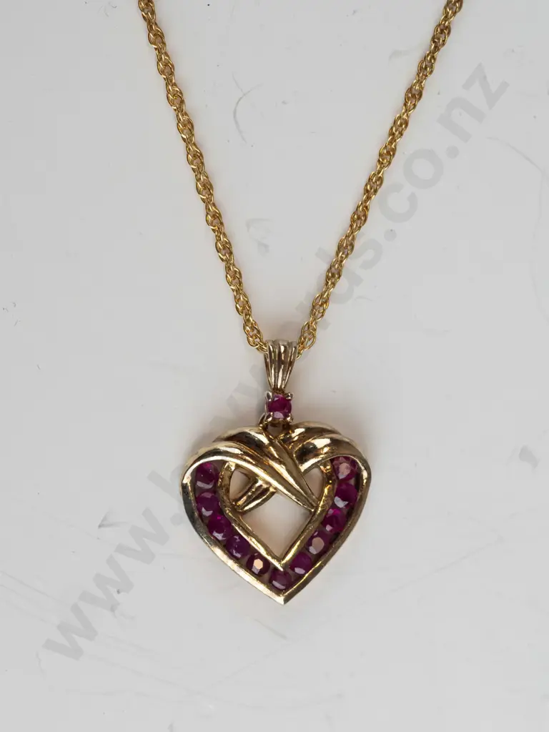 heart shaped ruby necklace stamped 925 Image 1++