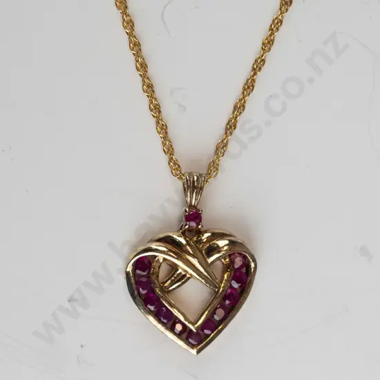 heart shaped ruby necklace stamped 925