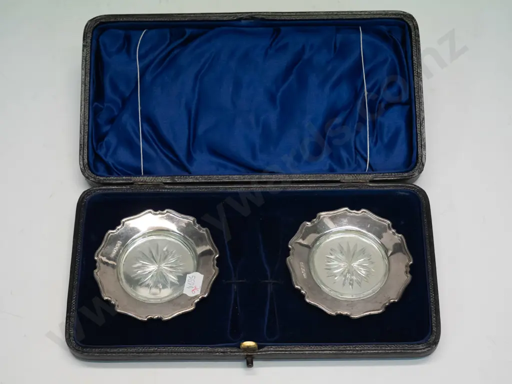 cased pair of dishes stamped H.A. crown, lion k Image 1++