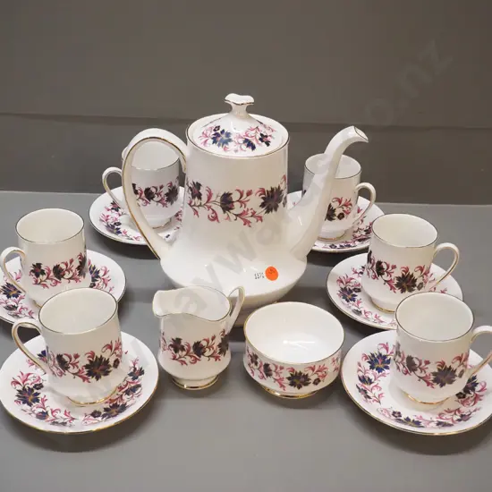 retro Paragon "Michelle" pattern 15-piece coffee set including coffee pot H-240