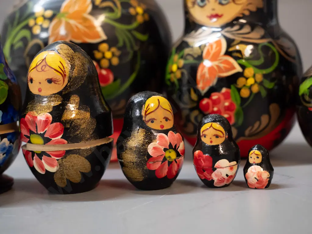 3 sets of Russian wooden nesting dolls - some are very tight fitting. Largest is H-140 Image 1++