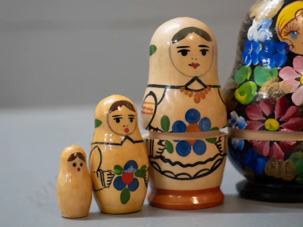 3 sets of Russian wooden nesting dolls - some are very tight fitting. Largest is H-140 Image 1++