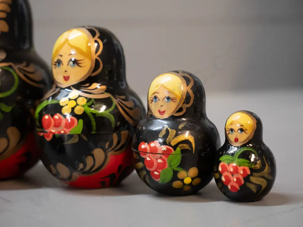 3 sets of Russian wooden nesting dolls - some are very tight fitting. Largest is H-140 Image 1++