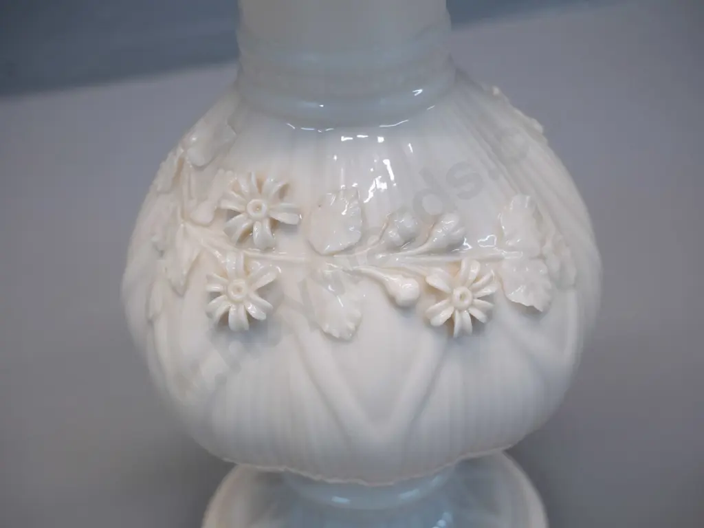 Belleek green mark ornate floral relief pattern jug H-200 D-110 Image 1++