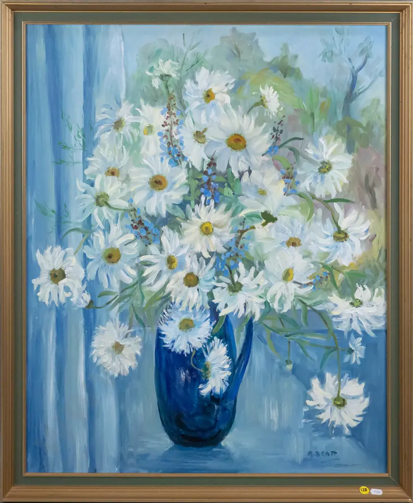 R Scott - framed oil - flowers H-660 W-530 Image 1++