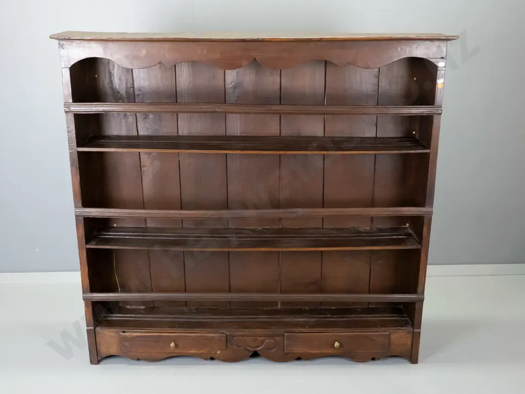 antique oak plate rack with 2 lower drawers H-1085 W-1160 D-210 Image 1++
