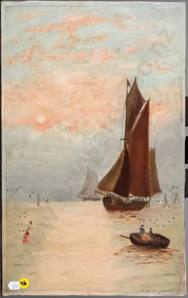 MM Naylor - boxed oil on canvas -  boats H-410 W-255 Image 1++