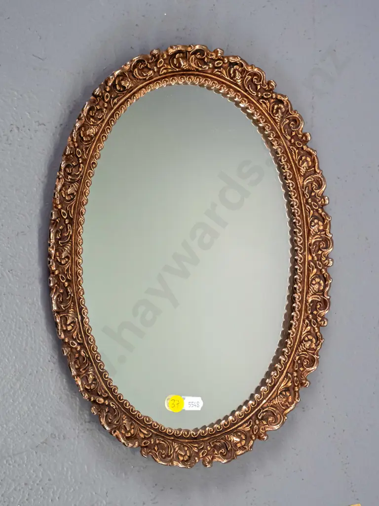 small ornate metal framed wall mirror H-350 W-260 Image 1++