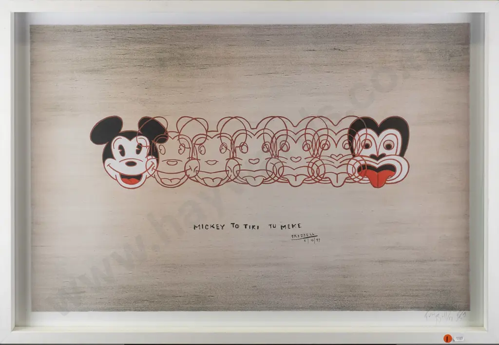 framed  Dick Frizzell ltd edition print 5/50 "Mickey To Tiki Tu Meke" H-460 W-610 Image 1++