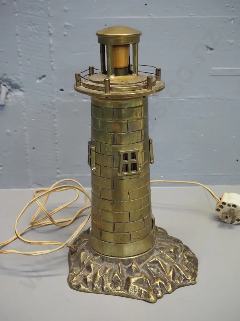 vintage cast brass lighthouse table lamp H-320 D-200 Image 1++
