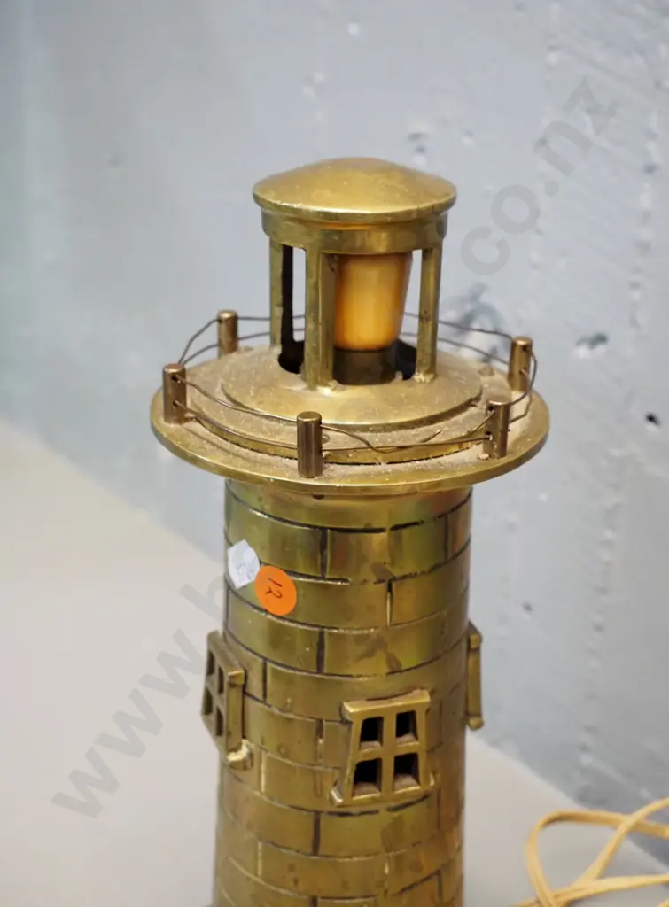 vintage cast brass lighthouse table lamp H-320 D-200 Image 1++