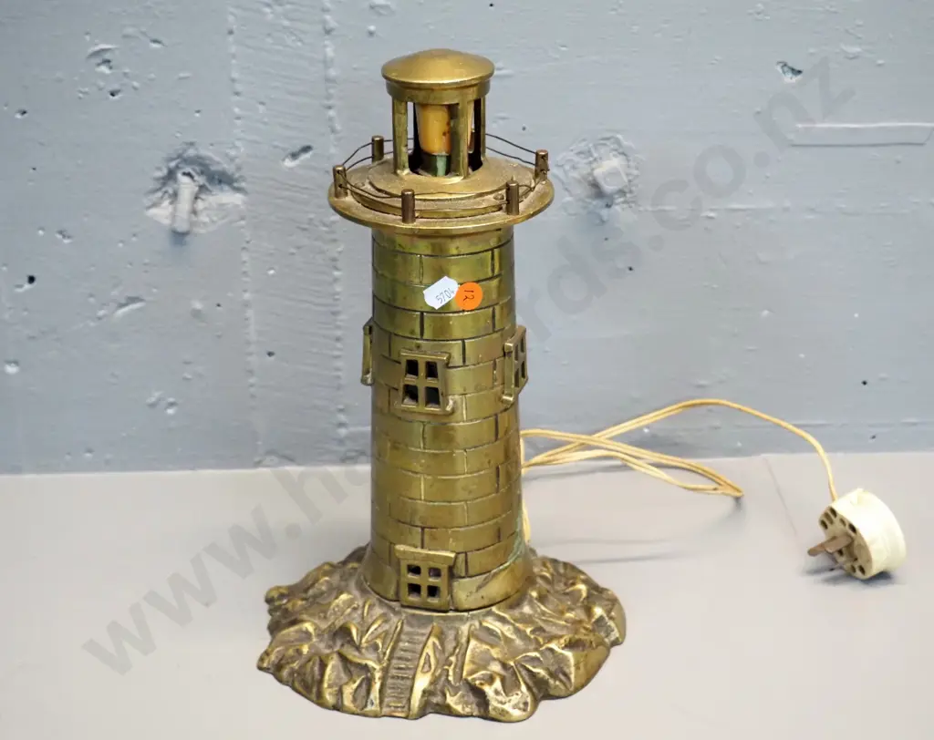 vintage cast brass lighthouse table lamp H-320 D-200 Image 1++