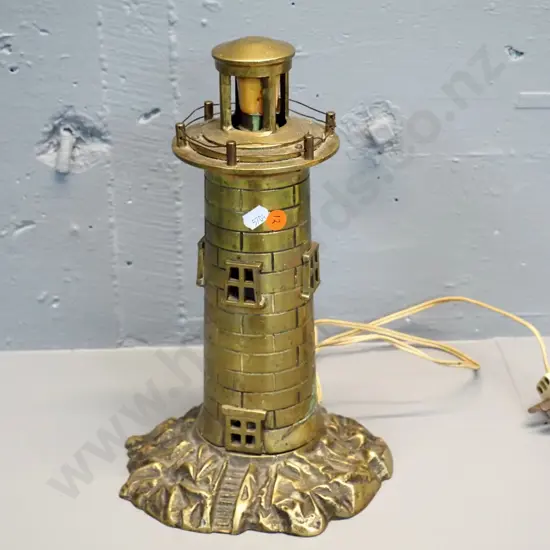 vintage cast brass lighthouse table lamp H-320 D-200