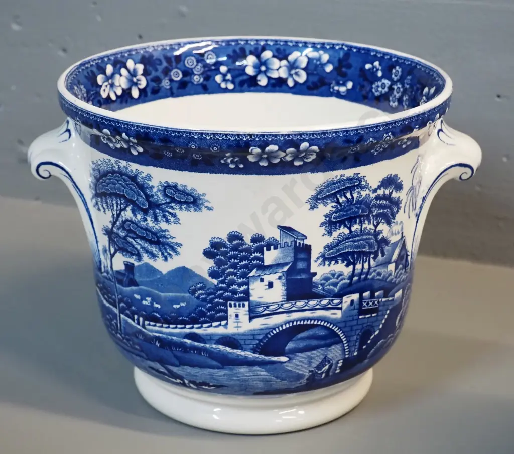 Spode "Blue Tower" double handled jardiniere H- 170 D- 195 Image 1++