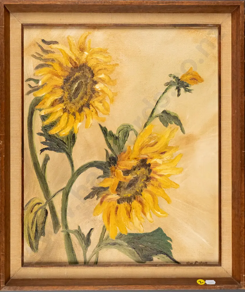 Wyn Bloxham - framed oil - sunflowers H-420 W-320 Image 1++