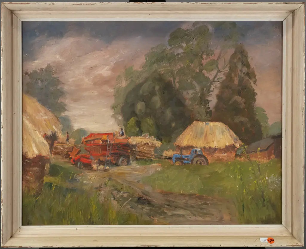 framed oil - haymaking scene H-400 W-510 (frame needs attention) Image 1++