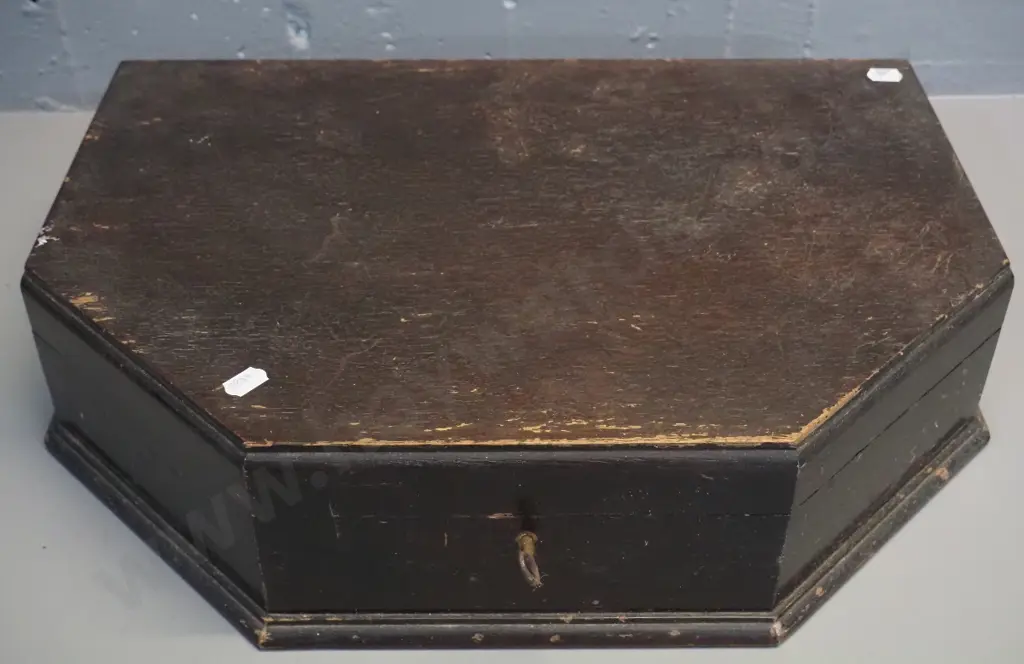 dark stained oak canteen of cutlery - knives are bone handled, carving knife marked Viner's - 6 place, some Image 1++