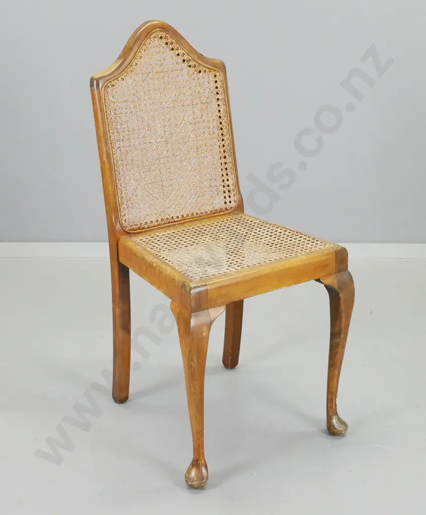 mahogany framed cab-leg bedroom chair with bergere cane seat and back. Polish needs attention. H-820 W-370 D-370 Image 1++