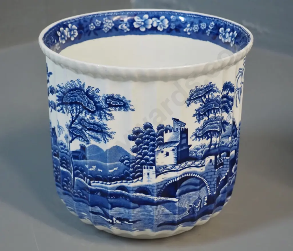 Spode "Blue Tower" fluted jardiniere H- 160 D- 170 Image 1++