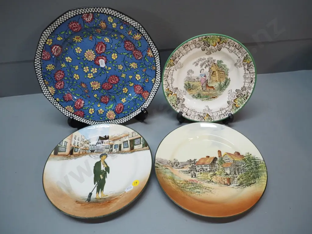 4 display plates, 3 Royal Doulton including "Poor Jo", and a Spode "Spode's Byron" Image 1++