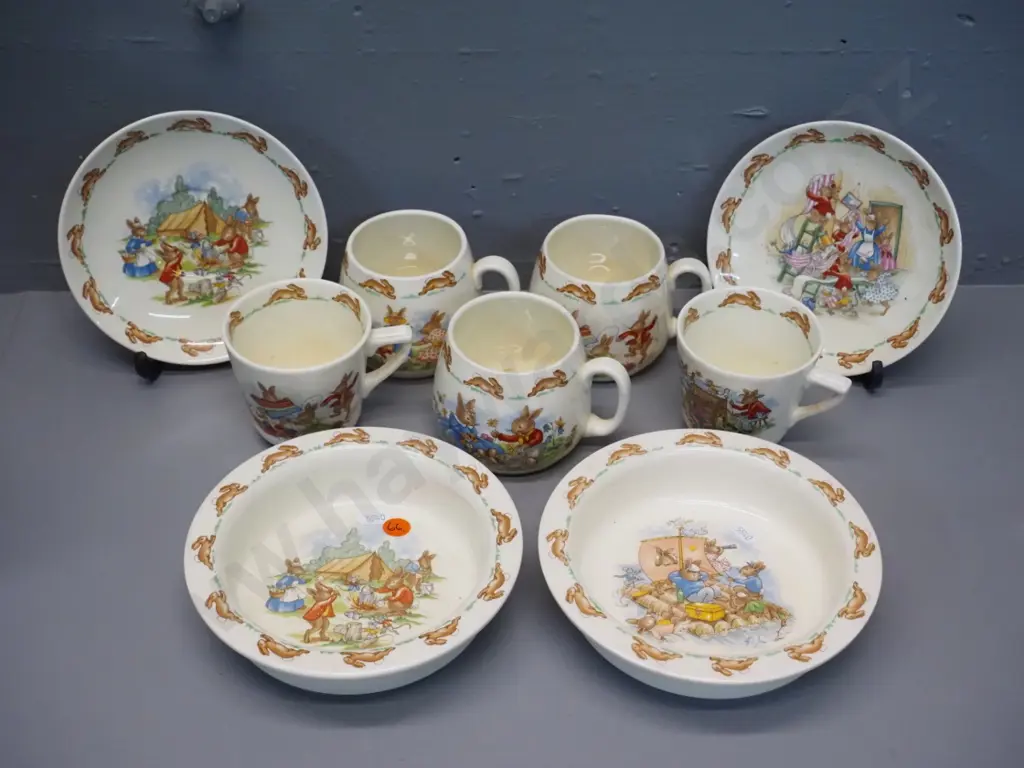 Royal Doulton Bunnykins items - 2 cups & saucers, 3 mugs, 2 dishes Image 1++