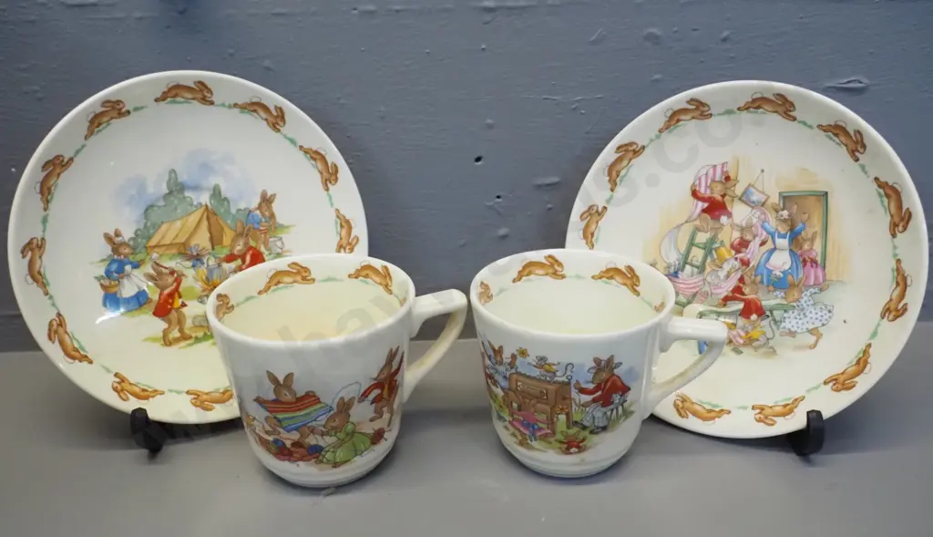 Royal Doulton Bunnykins items - 2 cups & saucers, 3 mugs, 2 dishes Image 1++