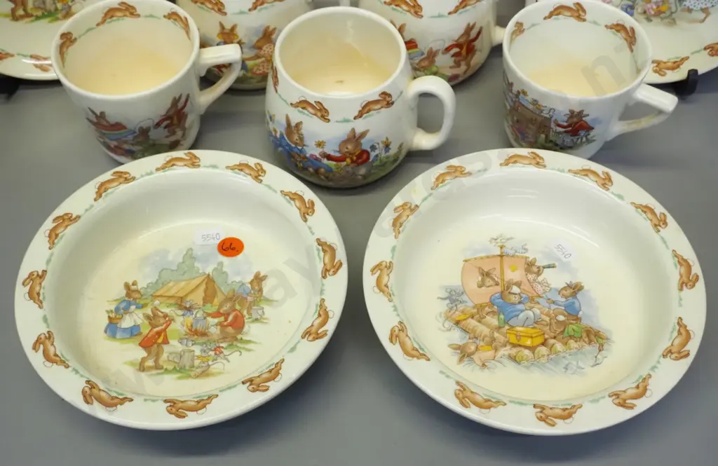 Royal Doulton Bunnykins items - 2 cups & saucers, 3 mugs, 2 dishes Image 1++