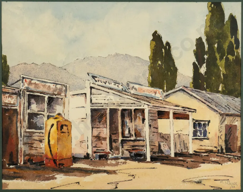 MS Purser '63 - framed watercolour - shops H-270 W-340 Image 1++