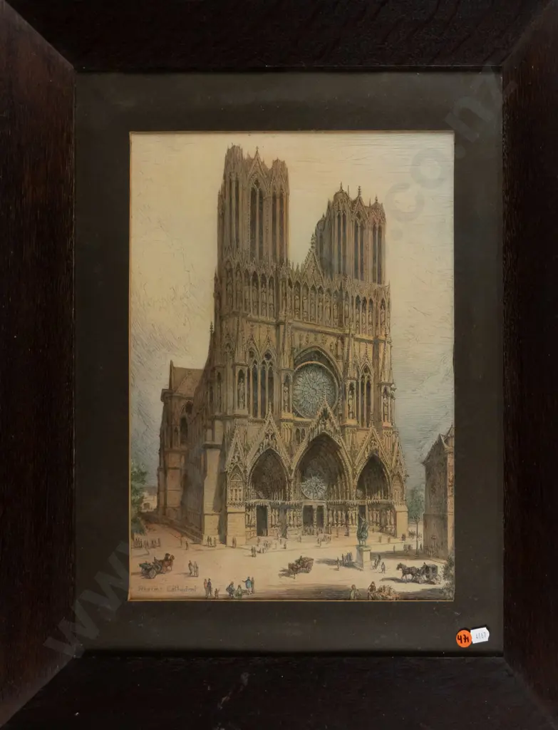 framed print - Rheims Cathedral  H-380 W-290 Image 1++
