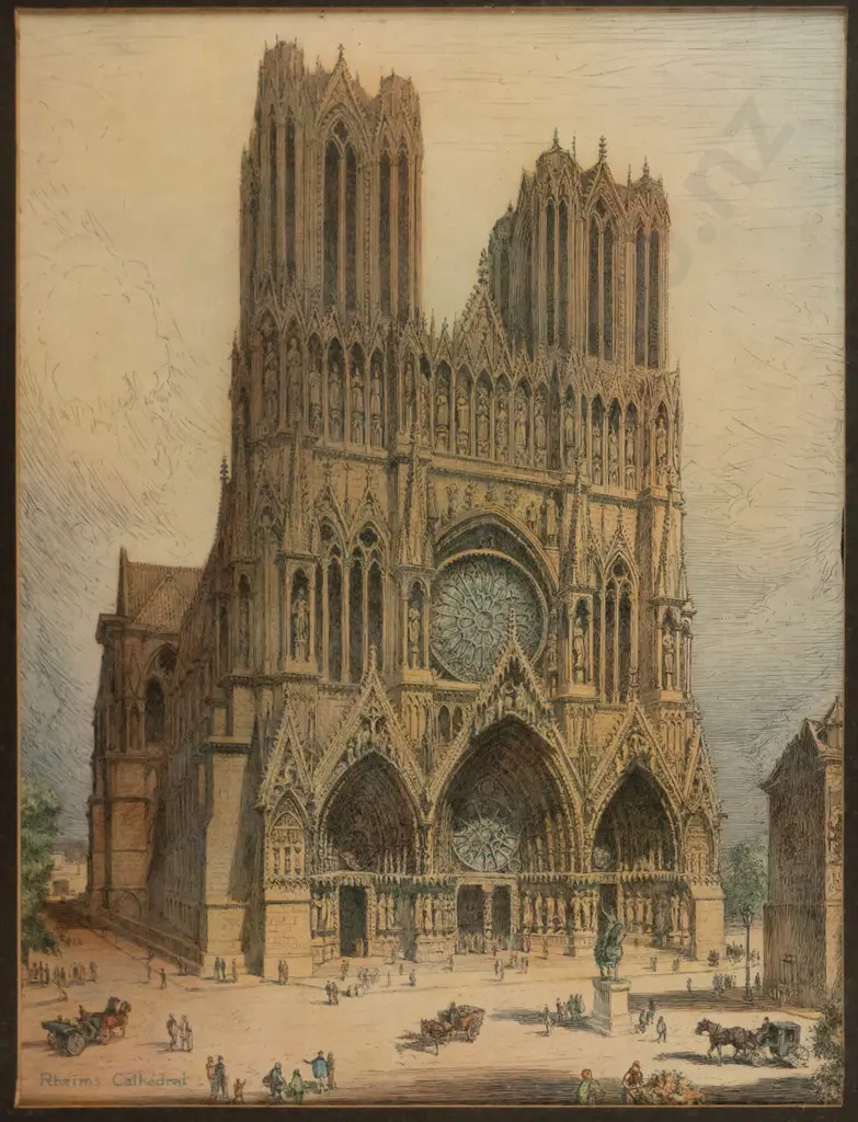 framed print - Rheims Cathedral  H-380 W-290 Image 1++