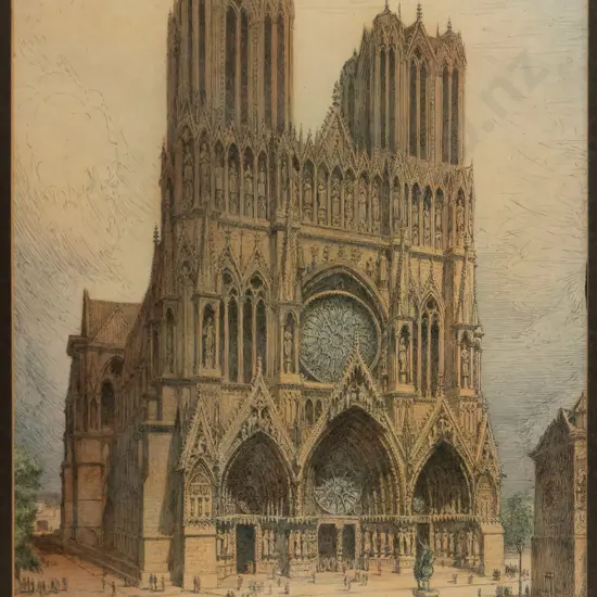 framed print - Rheims Cathedral  H-380 W-290
