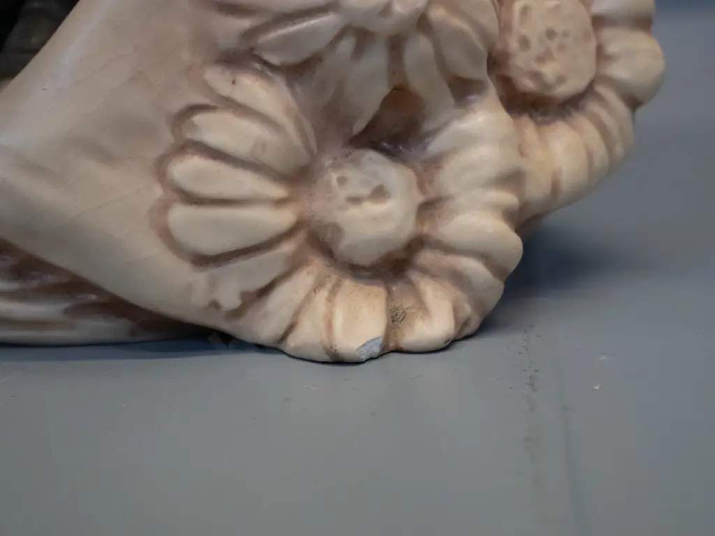 German? amphora style porcelain vase with figural relief decoration - base marked 8908BB - has small chip at Image 1++