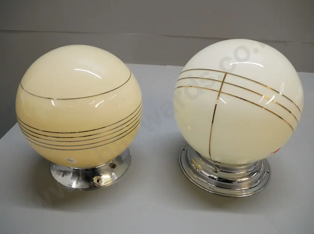 two deco globe lightshades with gold pinstripe decoration, tallest H - 240 Image 1++