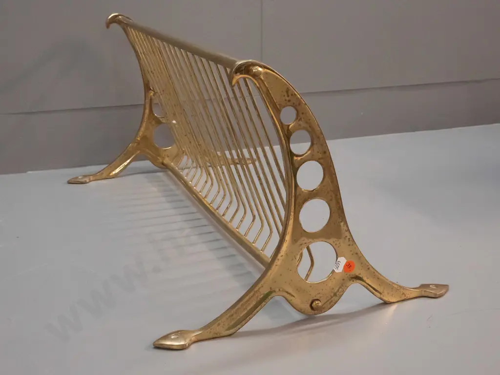 vintage brass overhead luggage rack from tram or train - some pitting. H-360 L-630 D-290 Image 1++