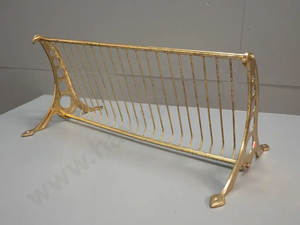 vintage brass overhead luggage rack from tram or train - some pitting. H-360 L-630 D-290 Image 1++