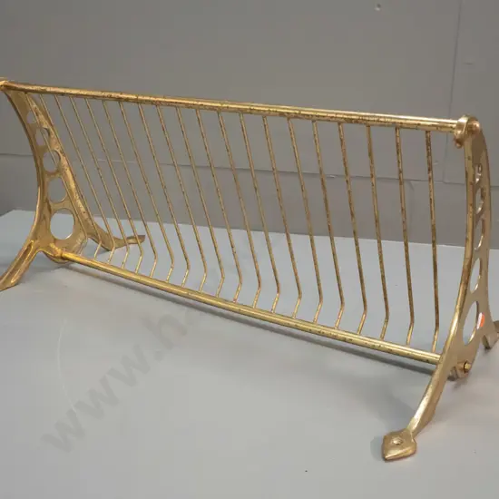 vintage brass overhead luggage rack from tram or train - some pitting. H-360 L-630 D-290