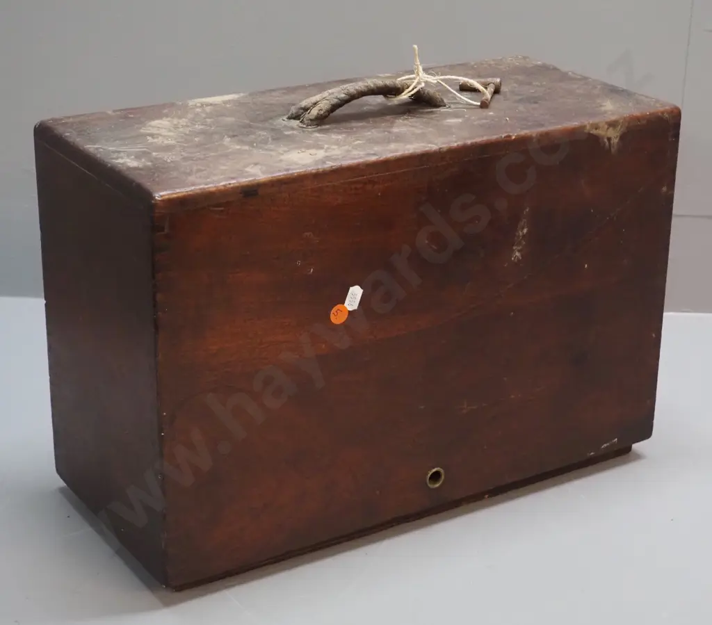 antique wood-cased Wheeler & Wilson #8 sewing machine - Bridgeport Conn. USA - wooden handle end is Image 1++