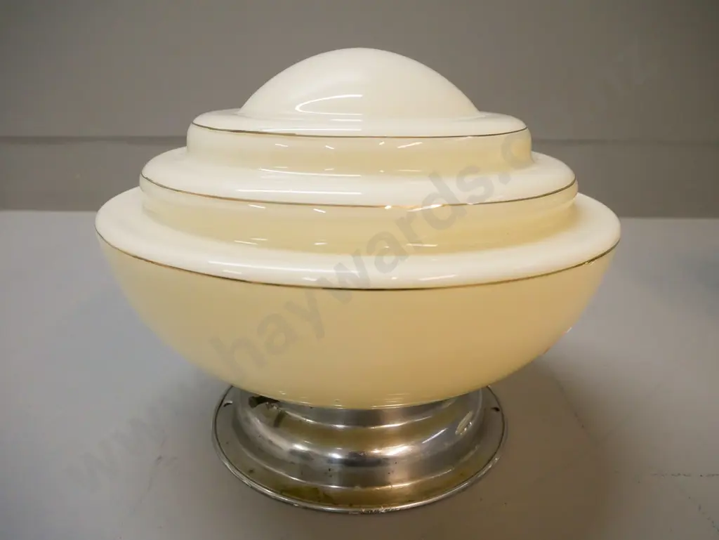 one ivory coloured UFO shade with gold pinstripe decoration H- 220 Image 1++