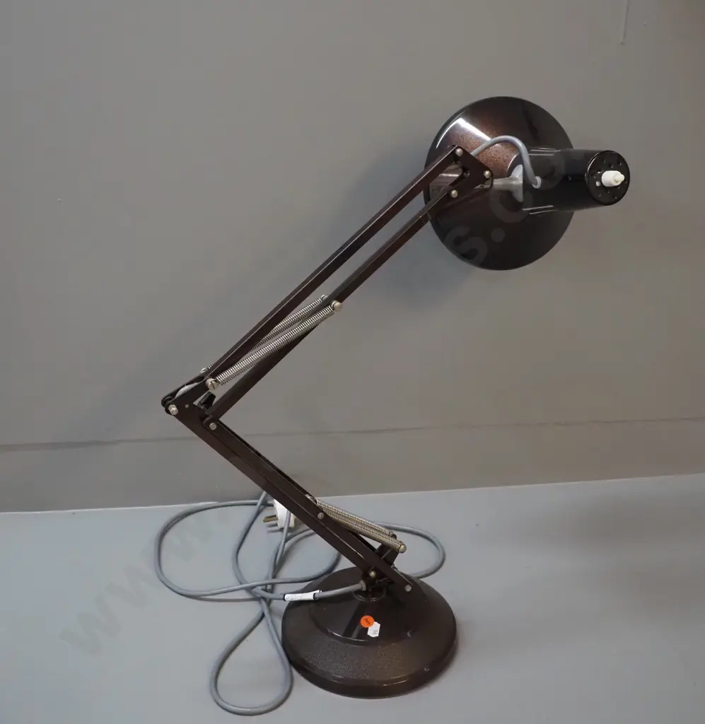 brown Superlux anglepoise lamp - shade is D-190. Has been assembled to point upwards or sideways. Image 1++