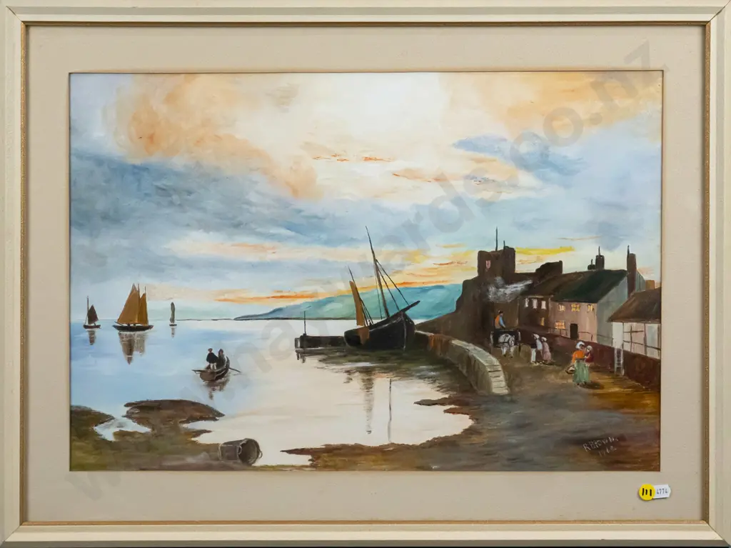 R Brown 1962 - framed oil - costal scene H-340 W-515 Image 1++