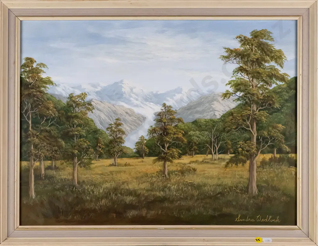 Sandra Wedlock - framed oil - mountain scene H-380 W-520 Image 1++