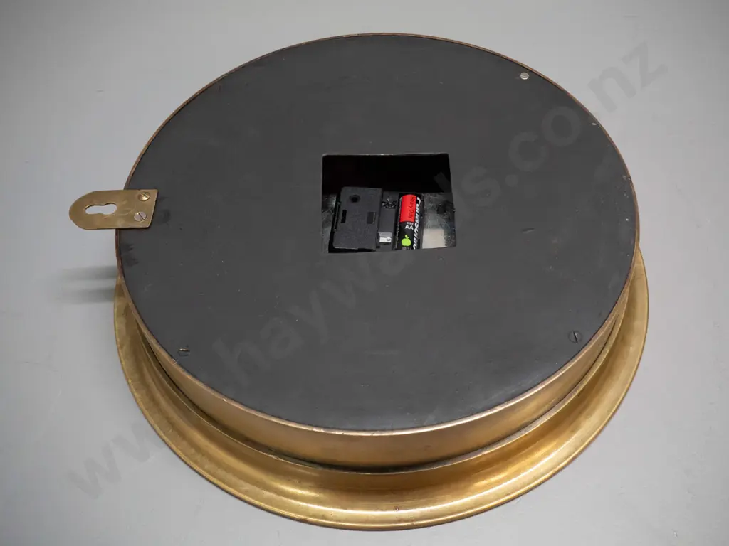 wall clock in heavy brass case, face marked Synchronome, has quartz battery movement - either vintage with Image 1++