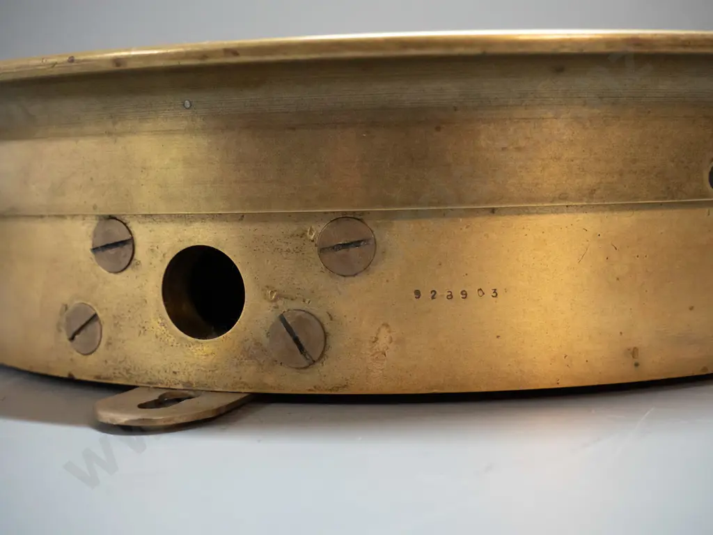 wall clock in heavy brass case, face marked Synchronome, has quartz battery movement - either vintage with Image 1++