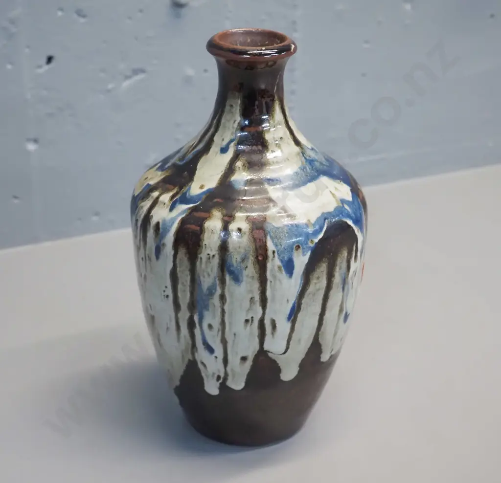 Peter Vendelbosch studio pottery trickle glaze vase H-200 Image 1++