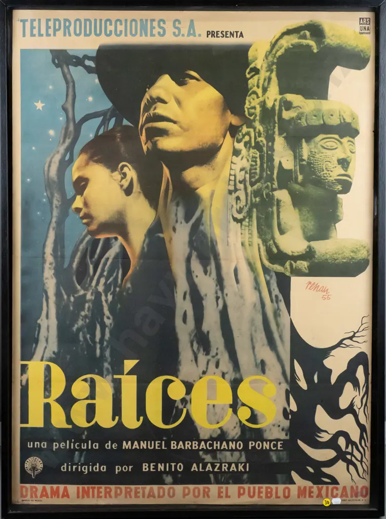 framed Mexican movie promotional poster (folds to paper) H-930 W-680 Image 1++